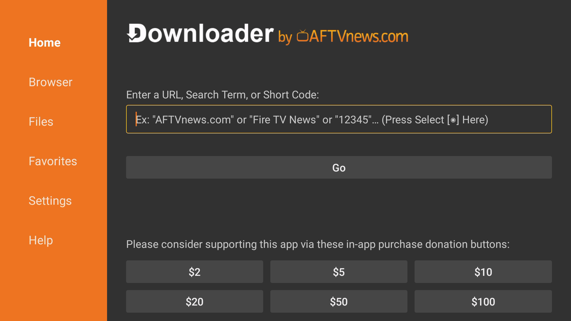 Enter the Apollo Group TV downloader code in the URL field — install step 11