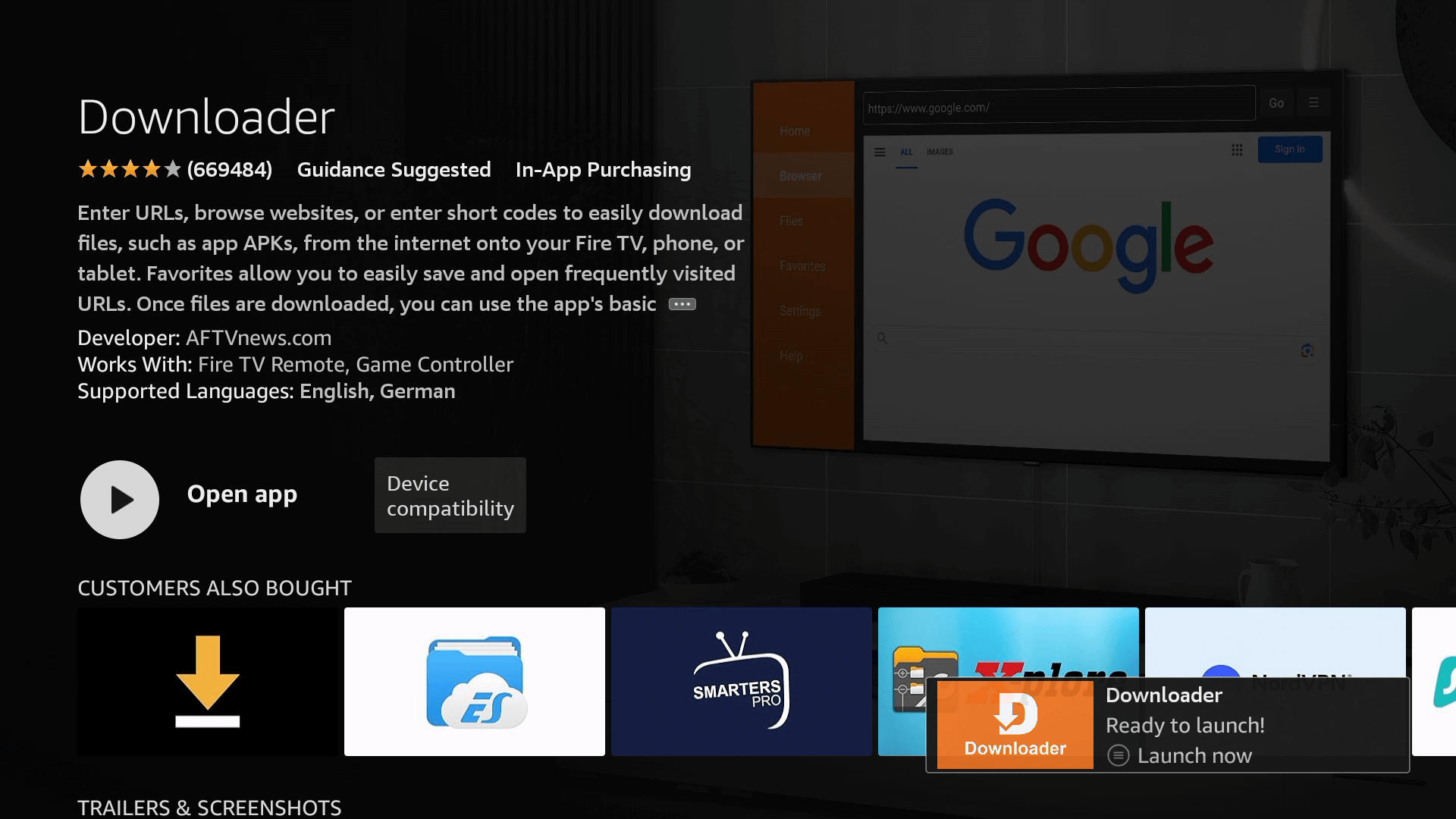 Apollo Group TV APK installed — ready to launch on Firestick (step 12)